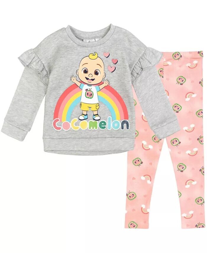

Комплект из флисового свитера и брюк для маленьких девочек JJ Baby Cocomelon, серый
