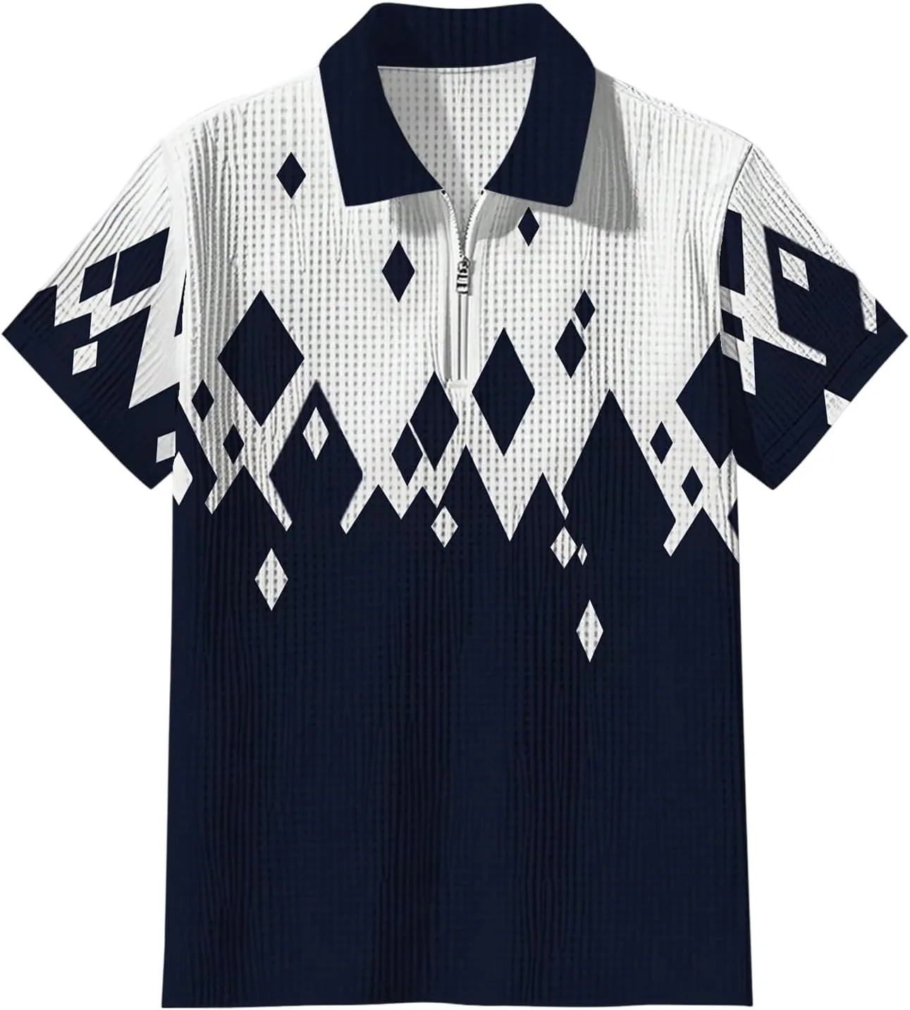 

Soly Hux мужская короткая рукав вязаная молния гольф рубашка принт деловой кэжуал топ