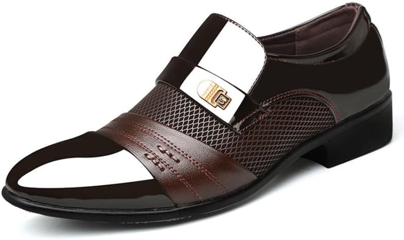 

Мужские оксфорды из лакированной кожи - стильная официальная обувь для свадьбы, вечеринки и офиса Hhhchpm, Coffee