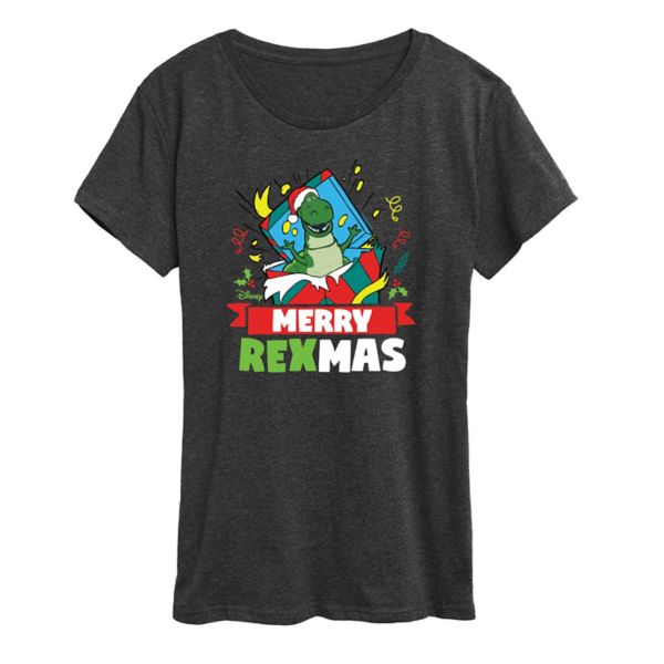 

Женская футболка с принтом «История игрушек» Merry Rexmas Disney / Pixar, серый