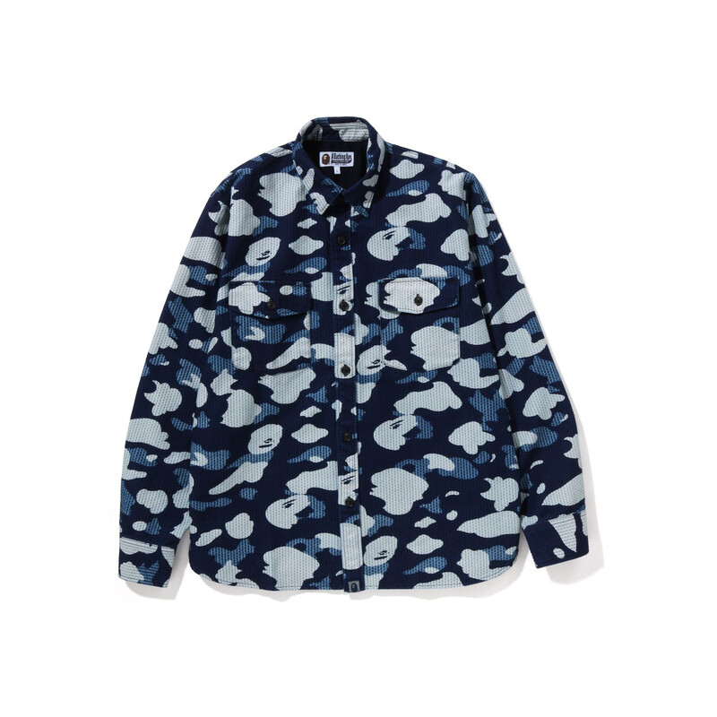 

Рубашка свободного кроя BAPE Sashiko Camo A Bathing Ape, цвет Denim NYX