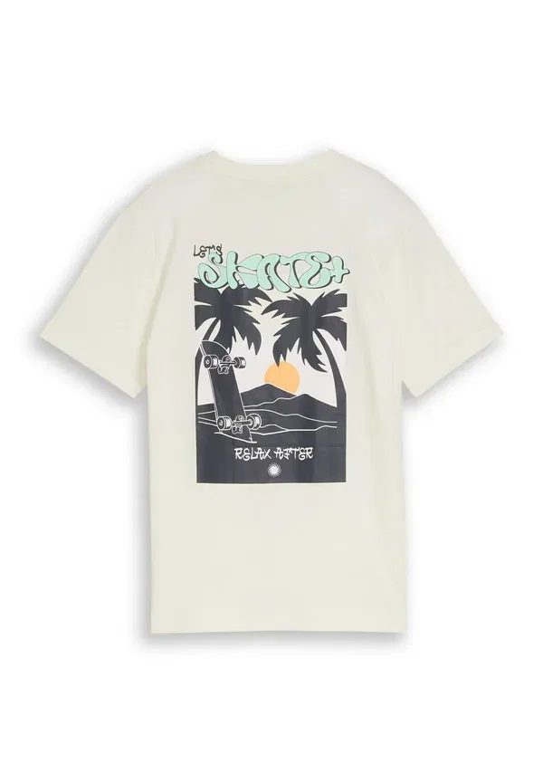 Футболка Tom Tailor glow in the dark t-shirt mit rückenprint print t-shirt, шерстяной белый — фото 2