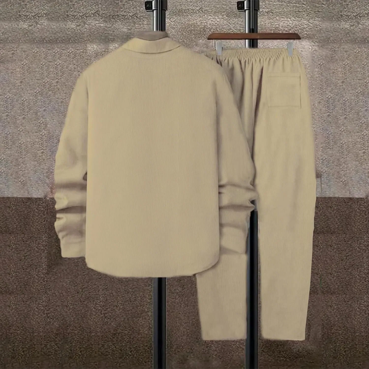 Костюм спортивный мужской Corduroy, 2 предмета, рубашка и брюки, Beige — фото 4