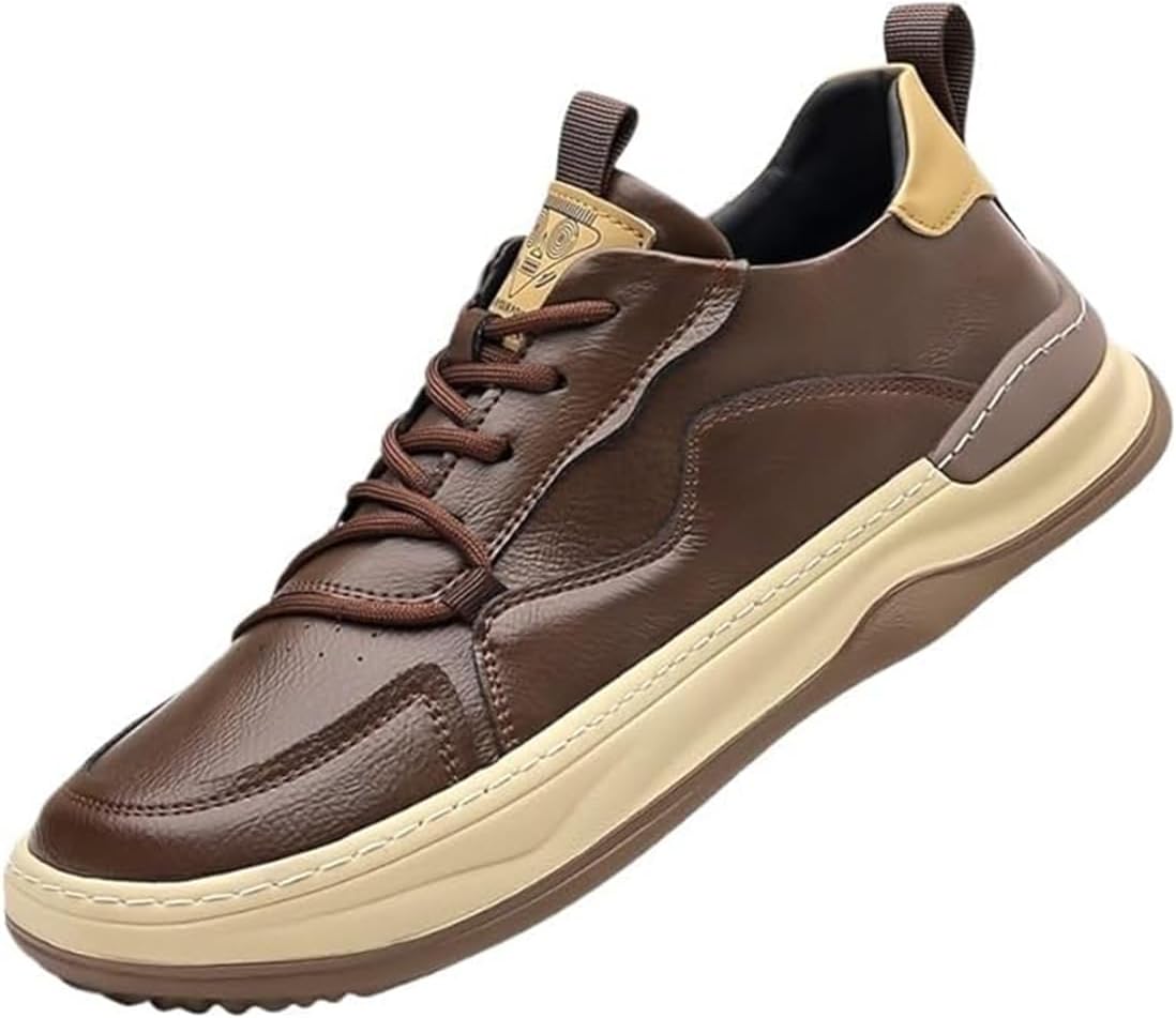 

Мужские кроссовки из коровьей кожи в стиле пэчворк Swzec, коричневый