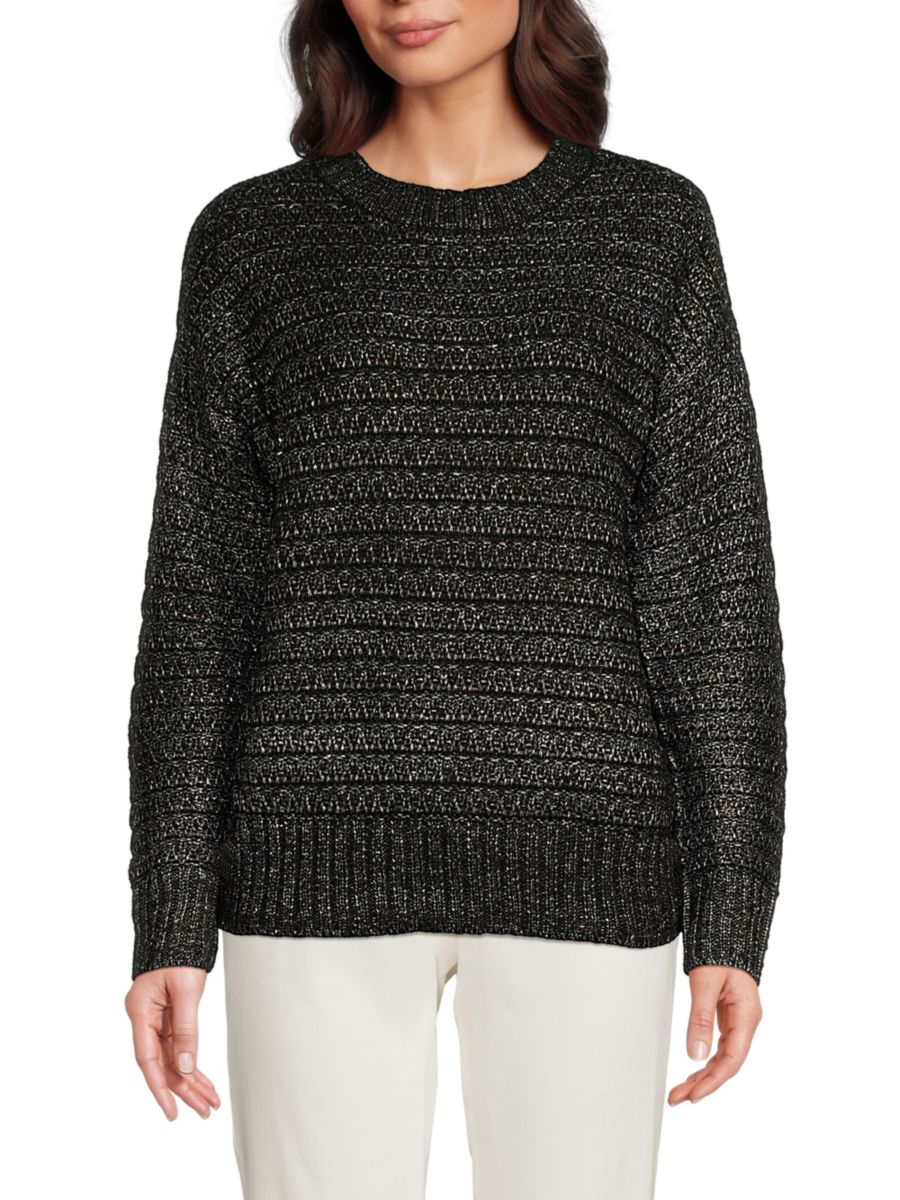 

Свитер с заниженными плечами в стиле соты Calvin Klein, цвет Black Silver Combo