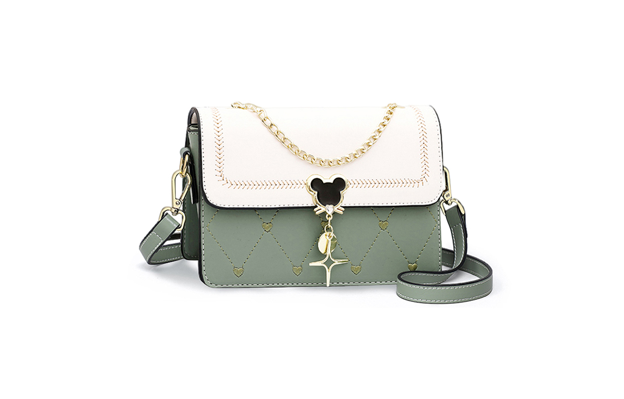 

Кожаная плечевая сумка через плечо Trumpets Women's Green & White VINEY, зеленый и белый V91202