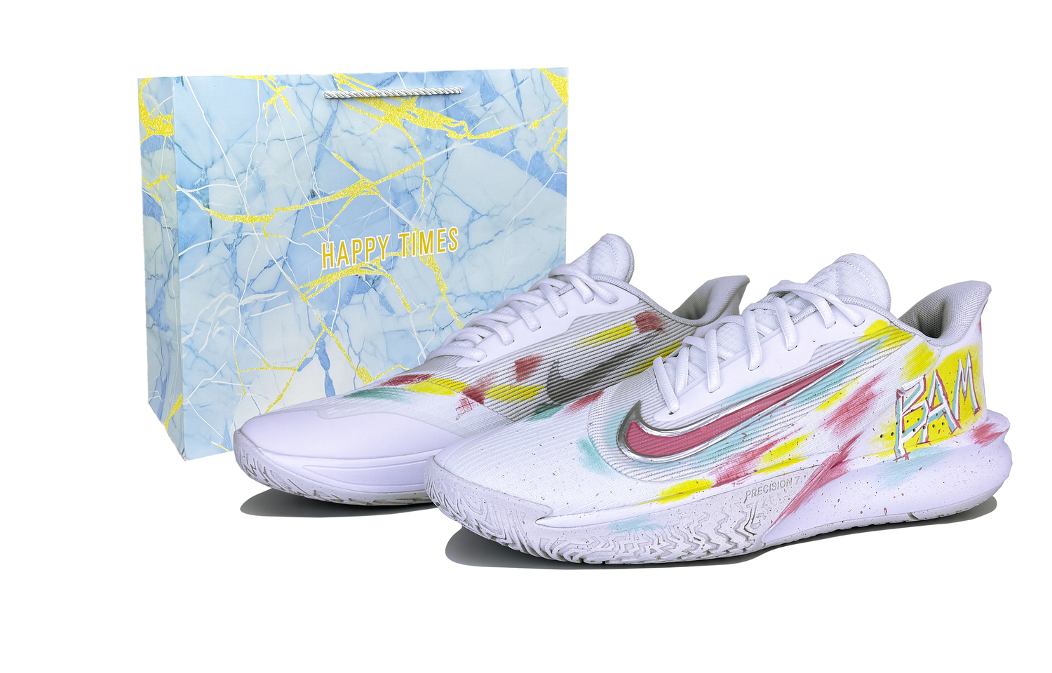 

Nike Precision 7 Abrasion Resistant Low top Basketball Shoes мужские белые розовые желтые