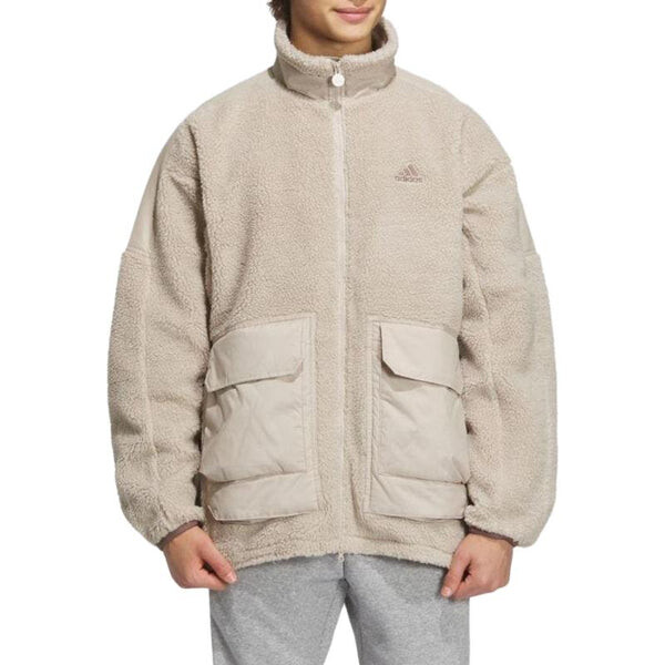 Куртка warding oversize boa полноразмерная молния куртка Adidas, белый — фото 2