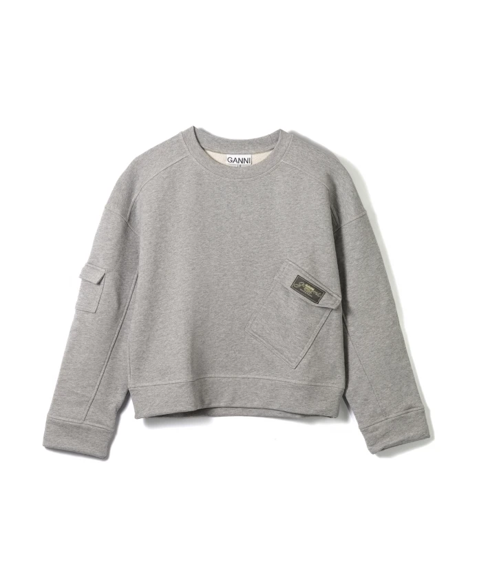 

Серая толстовка оверсайз с асимметричными карманами Ganni, серый