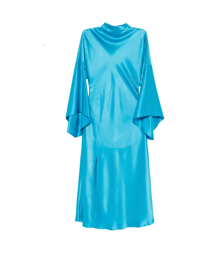 

Платье с расклешенными рукавами и высоким воротником. Pinko, синий