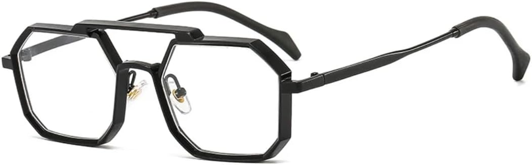 

Солнцезащитные очки для мужчин и женщин - защита UV400 - металлические петли, панк-стиль, яркие линзы, для занятий спортом на открытом воздухе и вождения DSVIGF, Black Clear