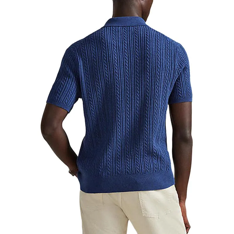 Поло из кабельной вязки Polo Ralph Lauren, темно-синий — фото 4