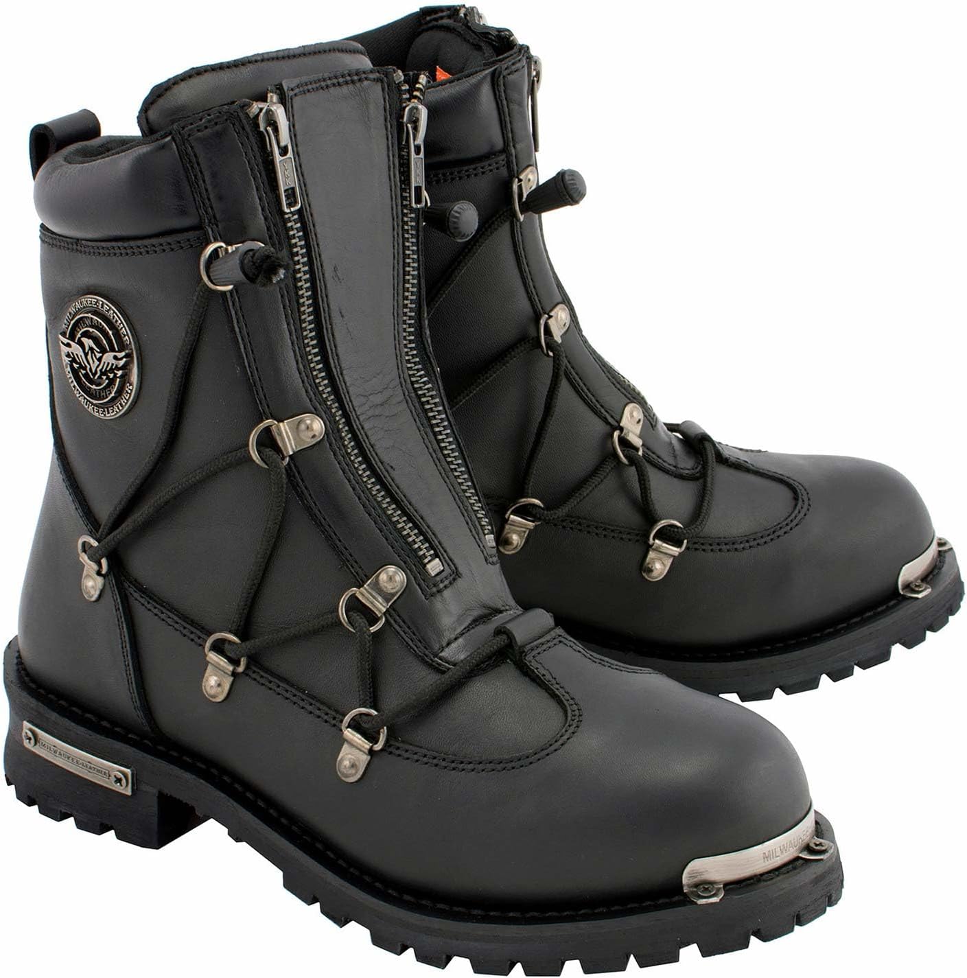 

Мужские байкерские ботинки Milwaukee Leather с гладким носком - кожаные мотоциклетные ботинки - 13 ‎Milwaukee Leather, черный