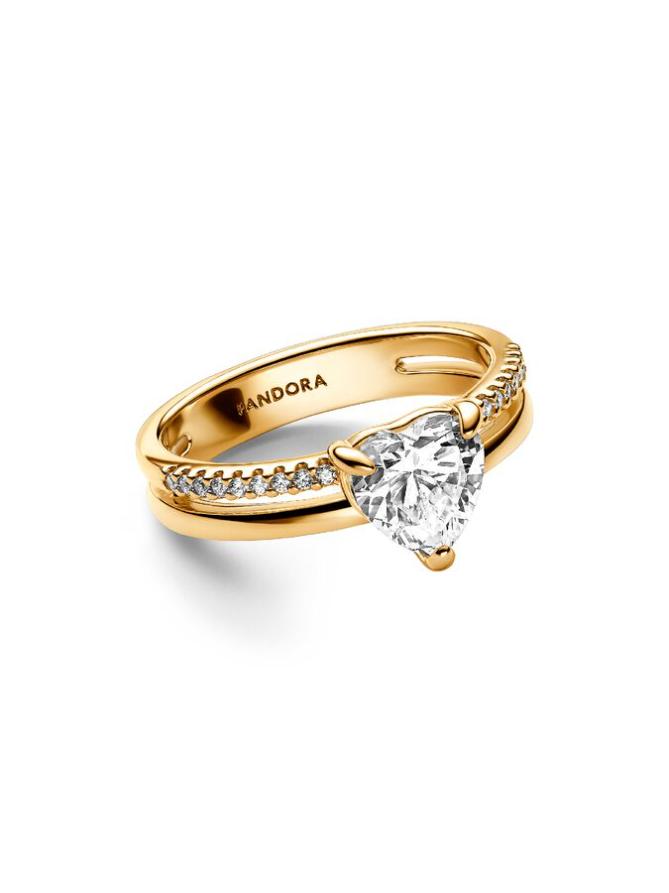 

Кольцо Pandora Double Band Heart Ring, золото