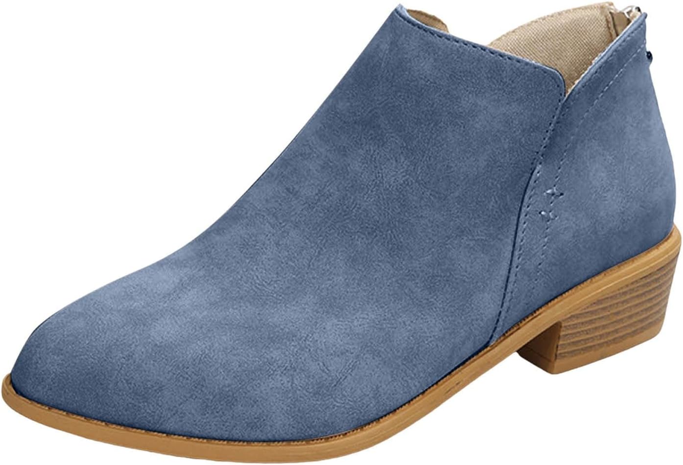 

Женские ботильоны с вырезами, зауженный носок, массивный каблук, низкий каблук, без застежки, западного стиля, челси, короткие, нарядные и повседневные туфли с толстым каблуком Generic, синий