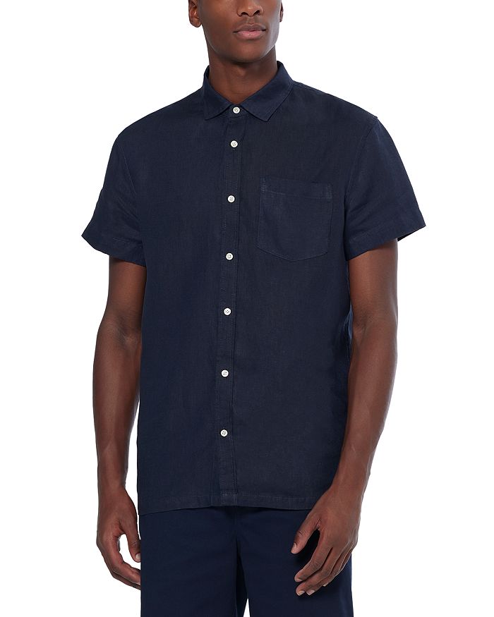 

Классическая рубашка из льна с коротким рукавом Regular Fit Scotch & Soda, синий