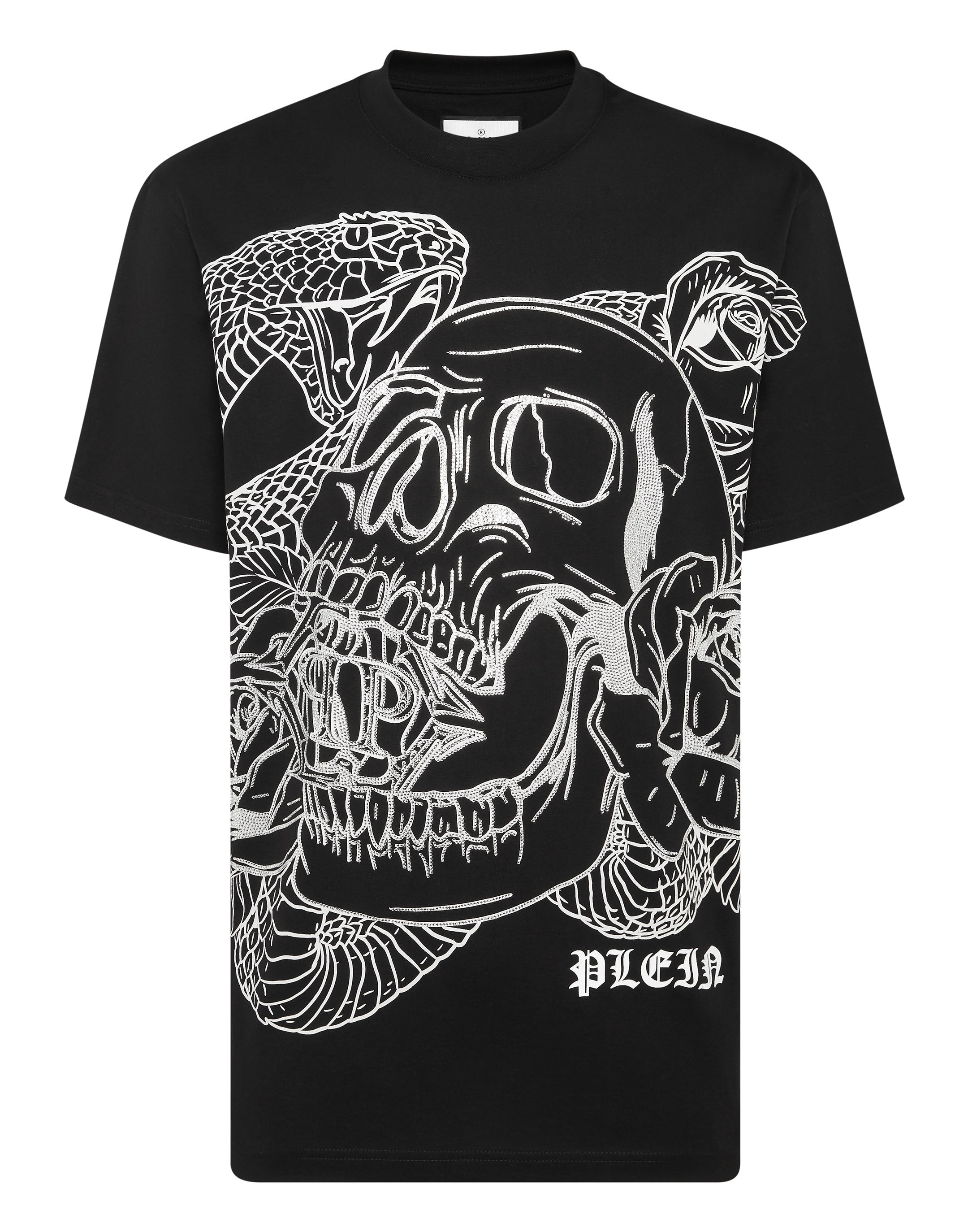 

Футболка с круглым вырезом SS Snake PHILIPP PLEIN, черный/белый