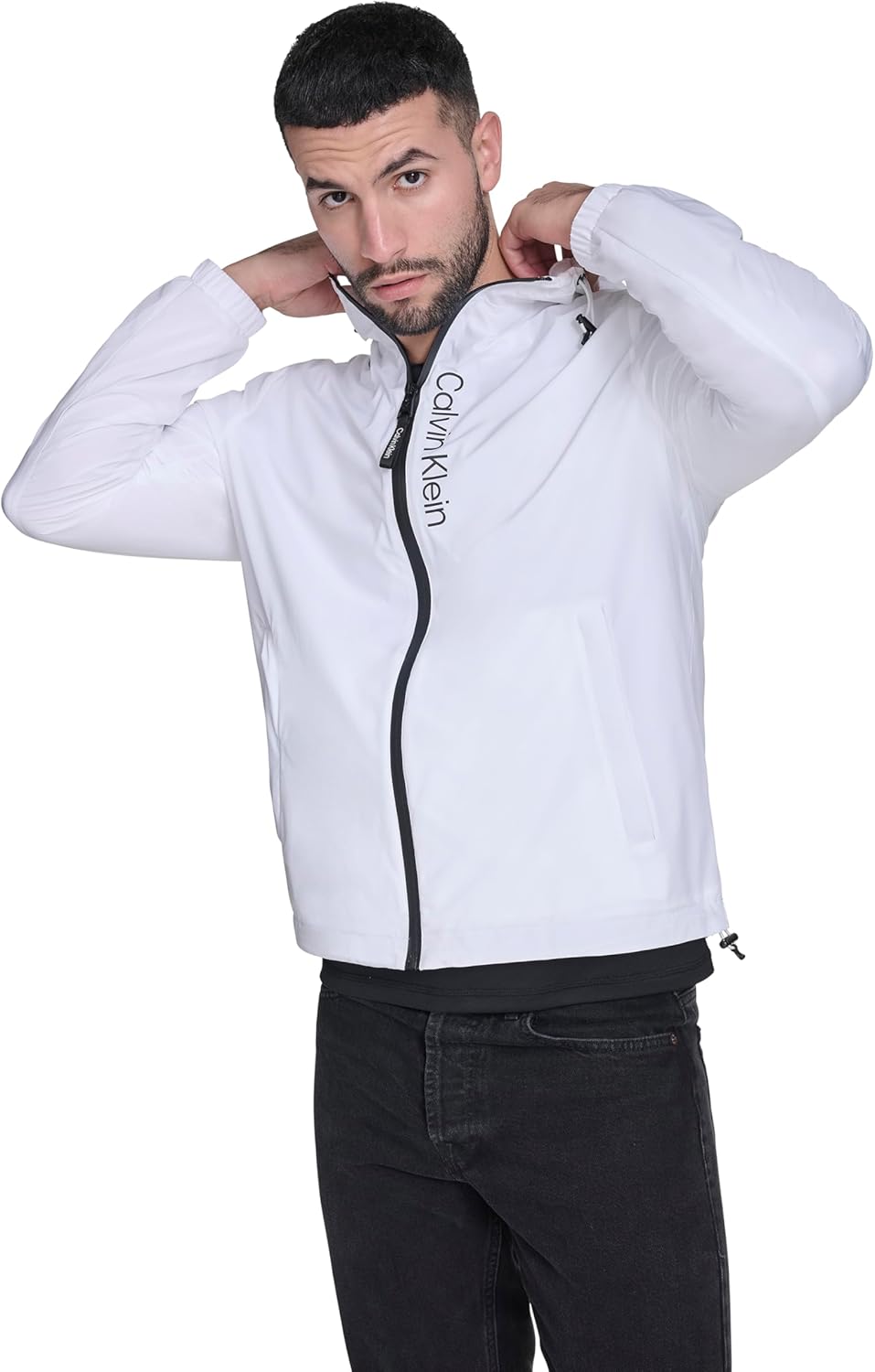 

Мужская спортивная ветровка Calvin Klein с регулируемым капюшоном, White