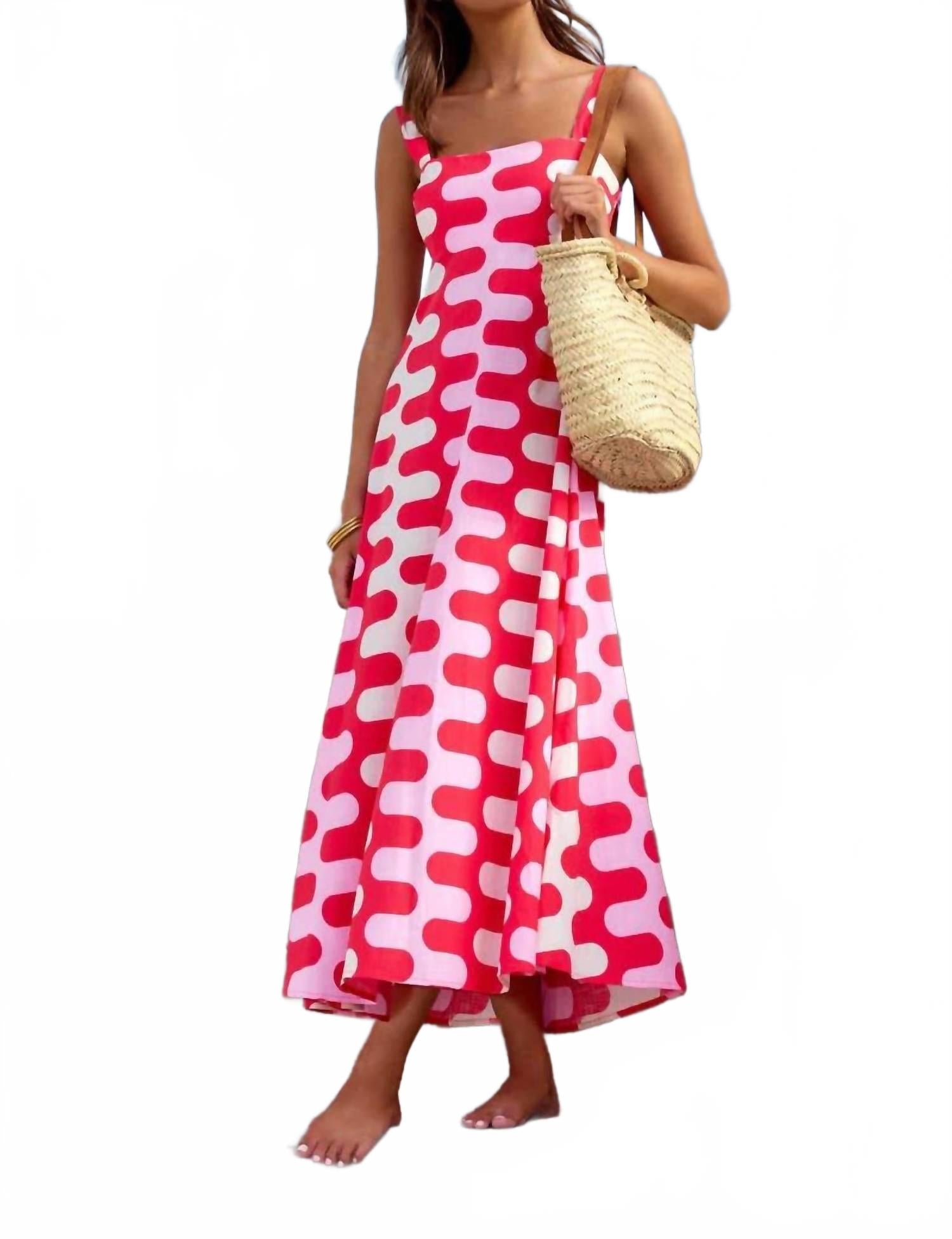 

Платье-комбинация макси с французским цветочным принтом розового цвета Little Trendy, розовый