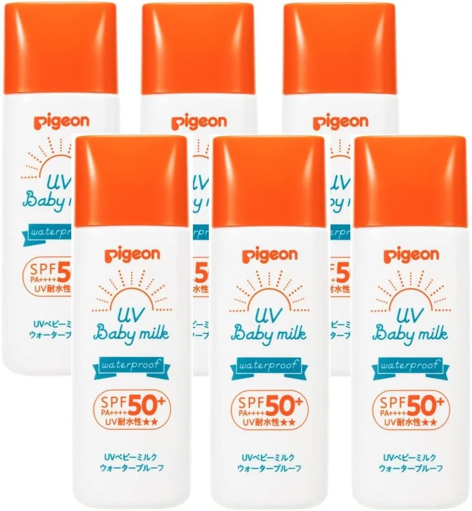 Детский солнцезащитный крем Pigeon UV Baby Milk Waterproof SPF 50+, 50 г, 6 шт