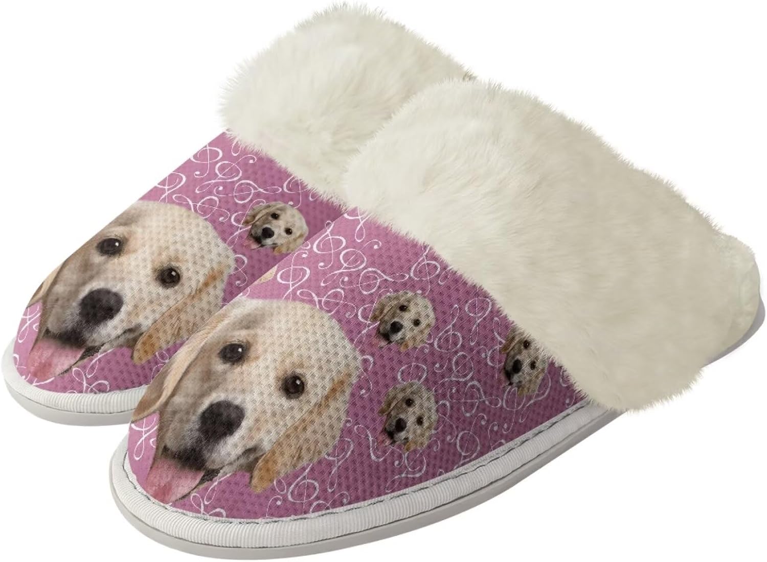 

Домашние тапочки Watdotory для женщин и мужчин, зимние, с закрытым носком, теплые, на плоской подошве, унисекс, повседневные, дышащие, мягкие плюшевые, для ванной и дома, Golden Retriever Dog