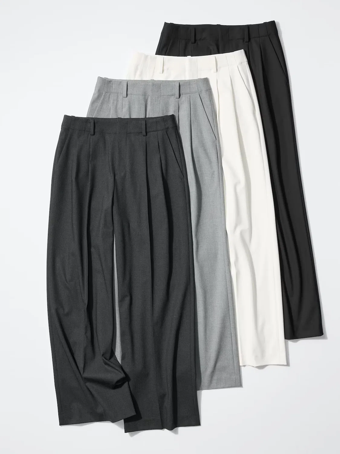 Брюки Uniqlo, широкие прямые, элегантные, черный — фото 4