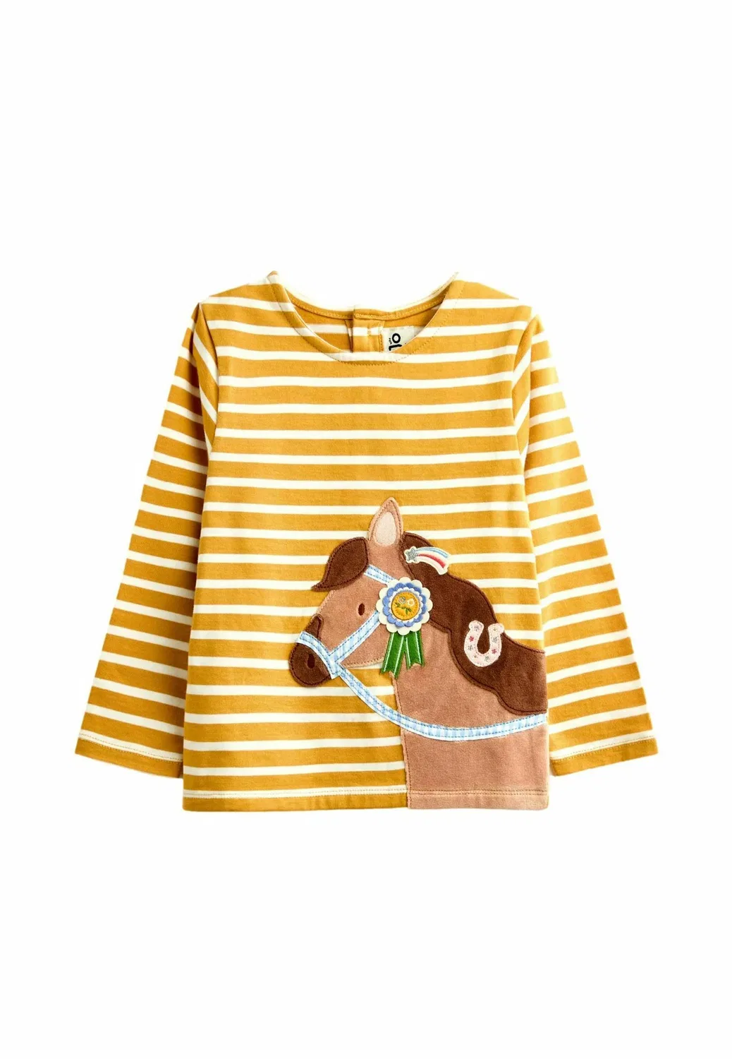 Топ с длинными рукавами и аппликацией - топ с длинными рукавами Jojo Maman Bébé, Yellow Stripe Horse
