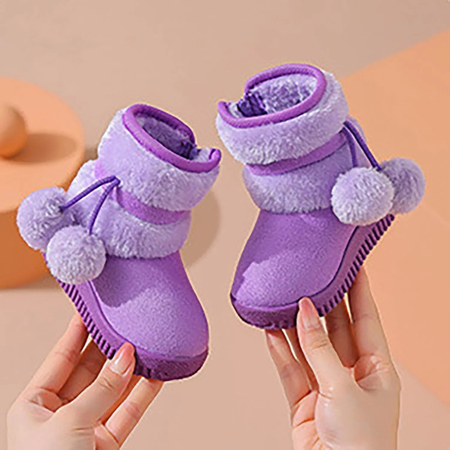 Детские ботинки на шнуровке с боковой молнией для девочек HBDHEJL, Purple — фото 2