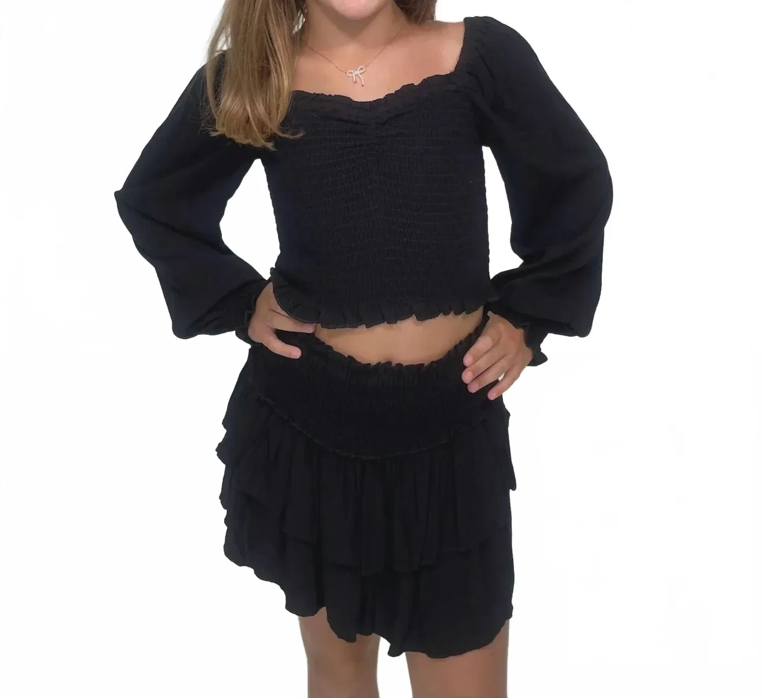 Детская юбка мини на эластичном поясе Bianca Mini Skirt KatieJnyc, Black Velvet