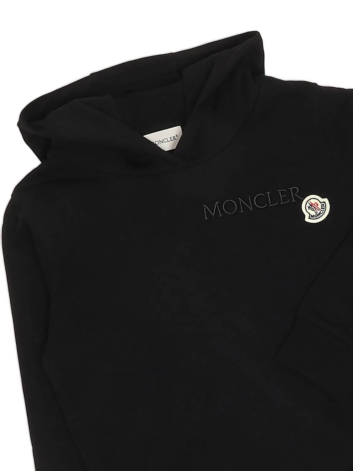 Худи с патчем черное хлопковое Moncler, черный — фото 2