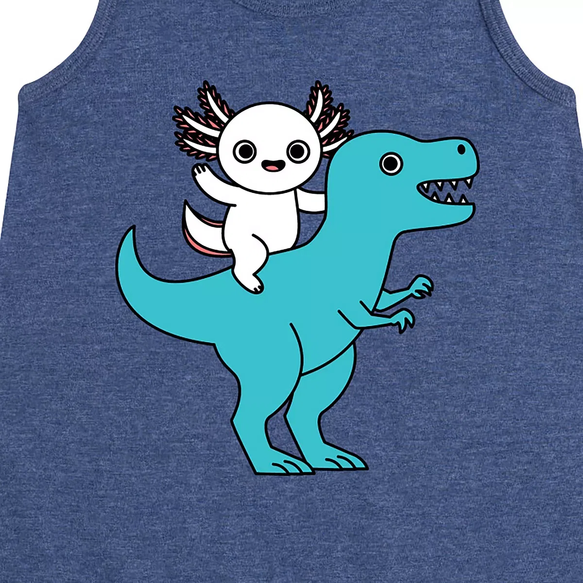 Детское платье-трапеция без рукавов Axolotl Riding A Dinosaur Instant Message, Heather Navy — фото 2