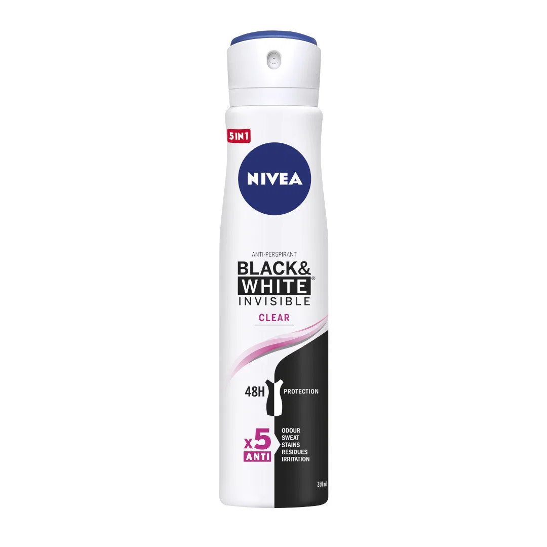 Женский антиперспирант-спрей 250 мл Black&White Invisible Clear Nivea, Clear
