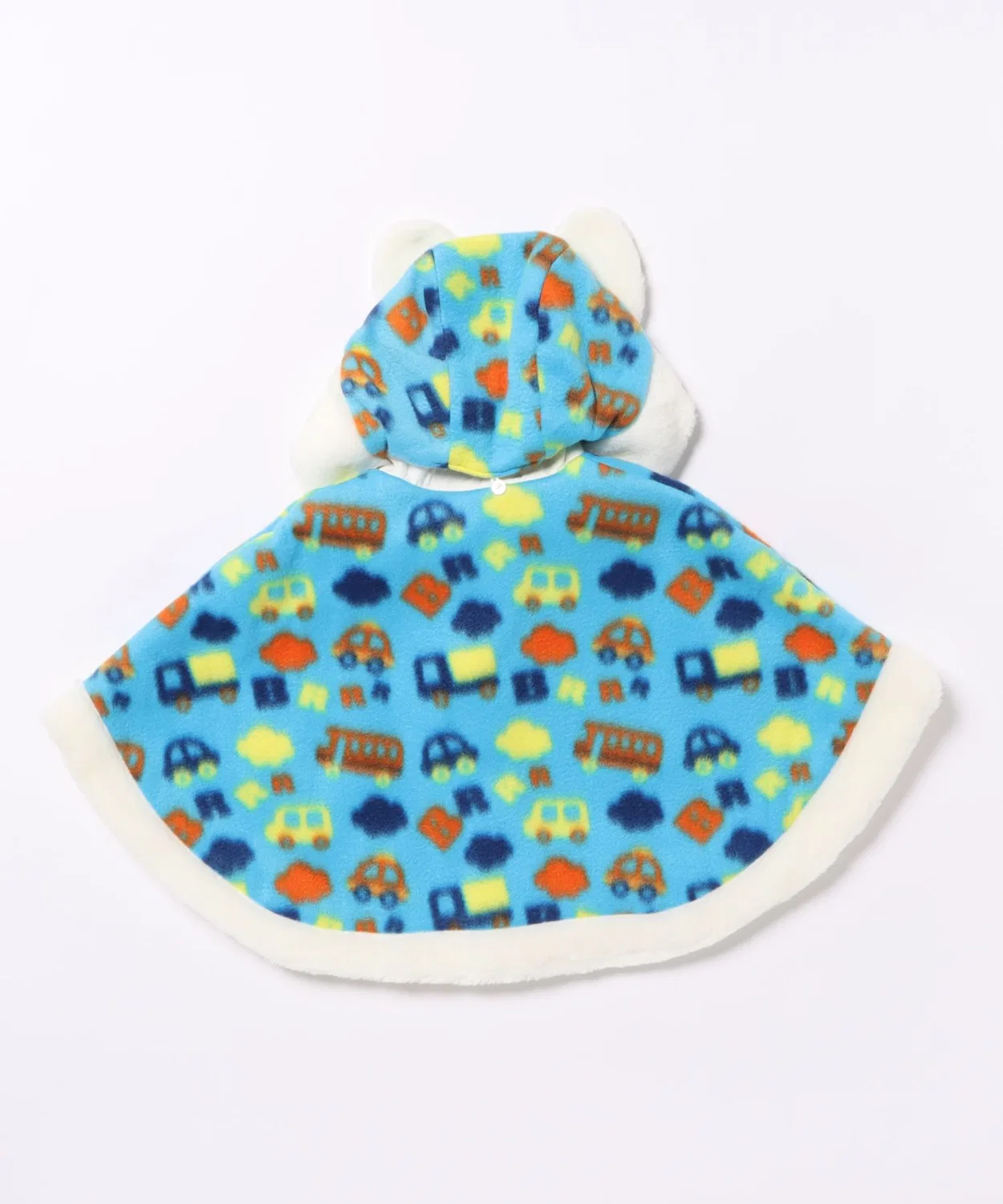 Детский пончо из флиса с принтом машинок, модель Car Print Fleece Poncho, бренд NINO, Blue — фото 2