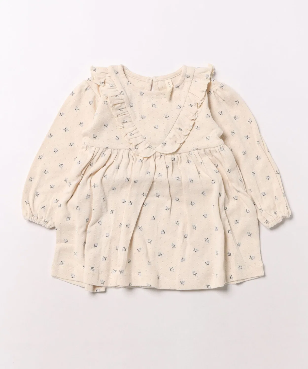 Детское платье для девочек с длинным рукавомс воланами, модель Long Sleeve Ruffle V Dress Quincy Mae, Natural