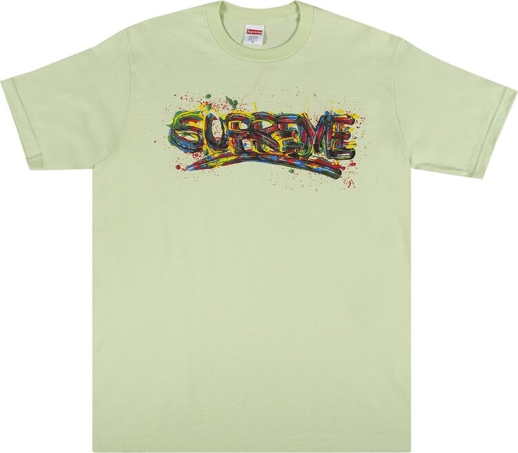 

Футболка Supreme Paint Logo Tee 'Pale Mint', зеленый