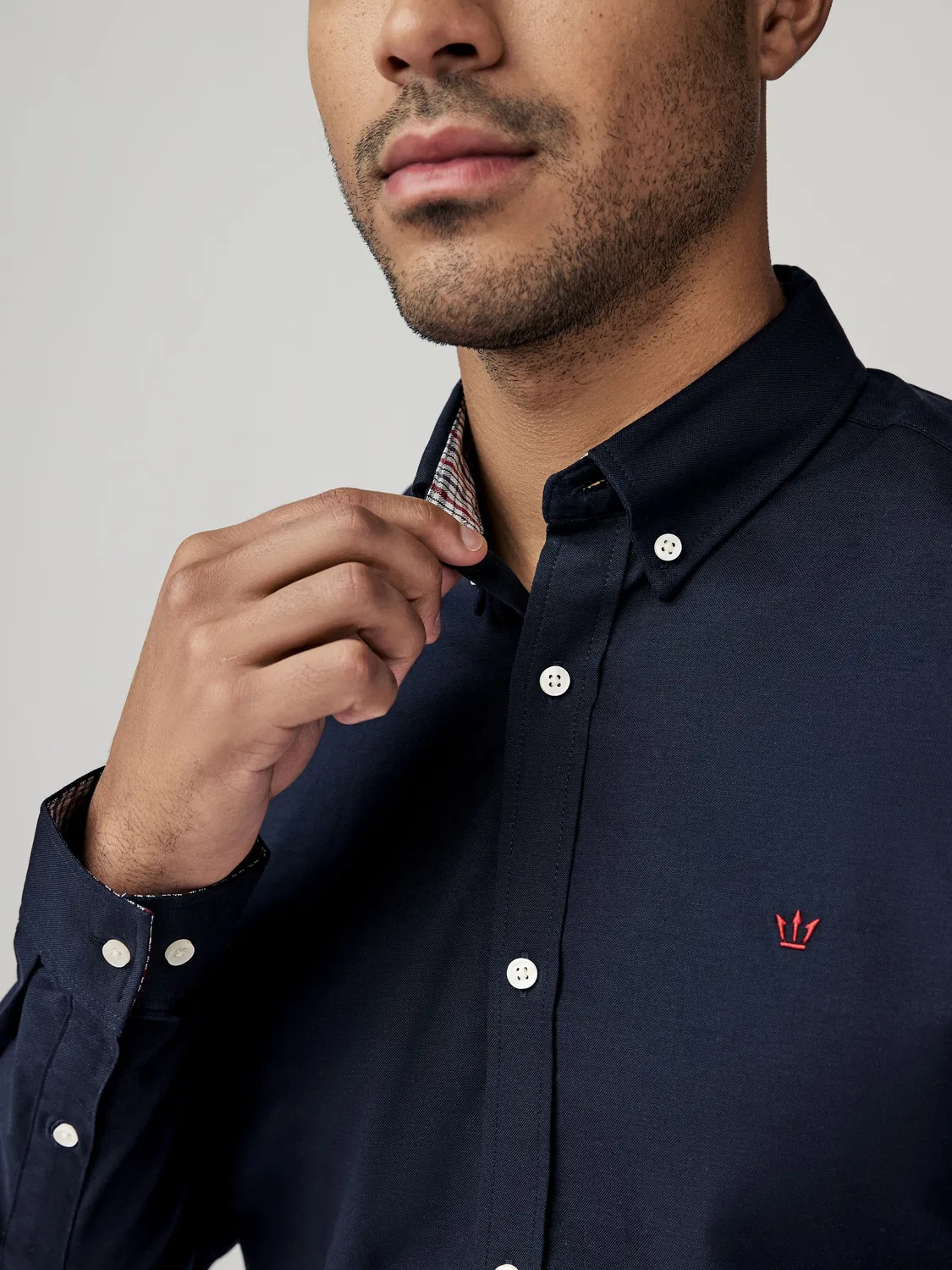 Рубашка оксфордская стрейч Next, Navy Blue — фото 4