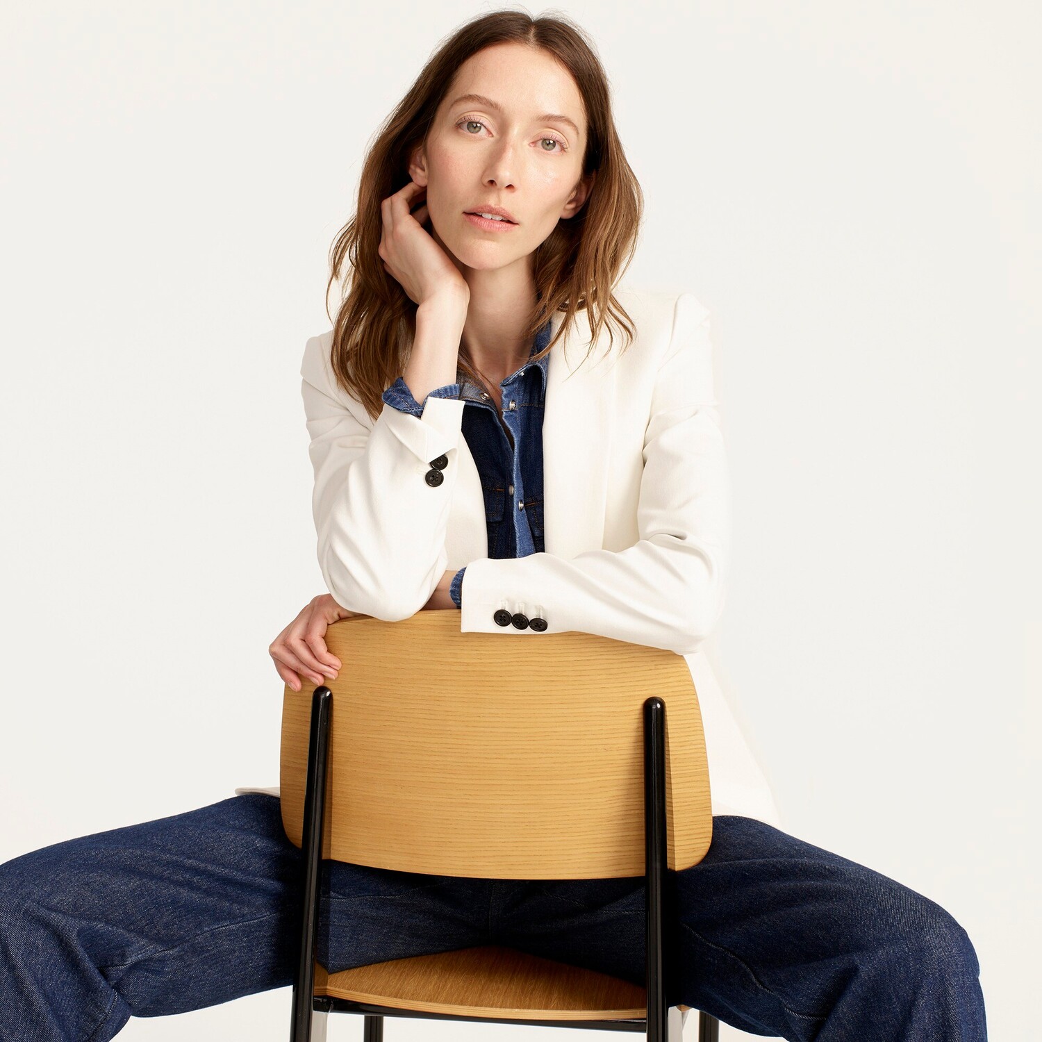 

Блейзер Parke из хлопка бистрейч J.Crew, белый