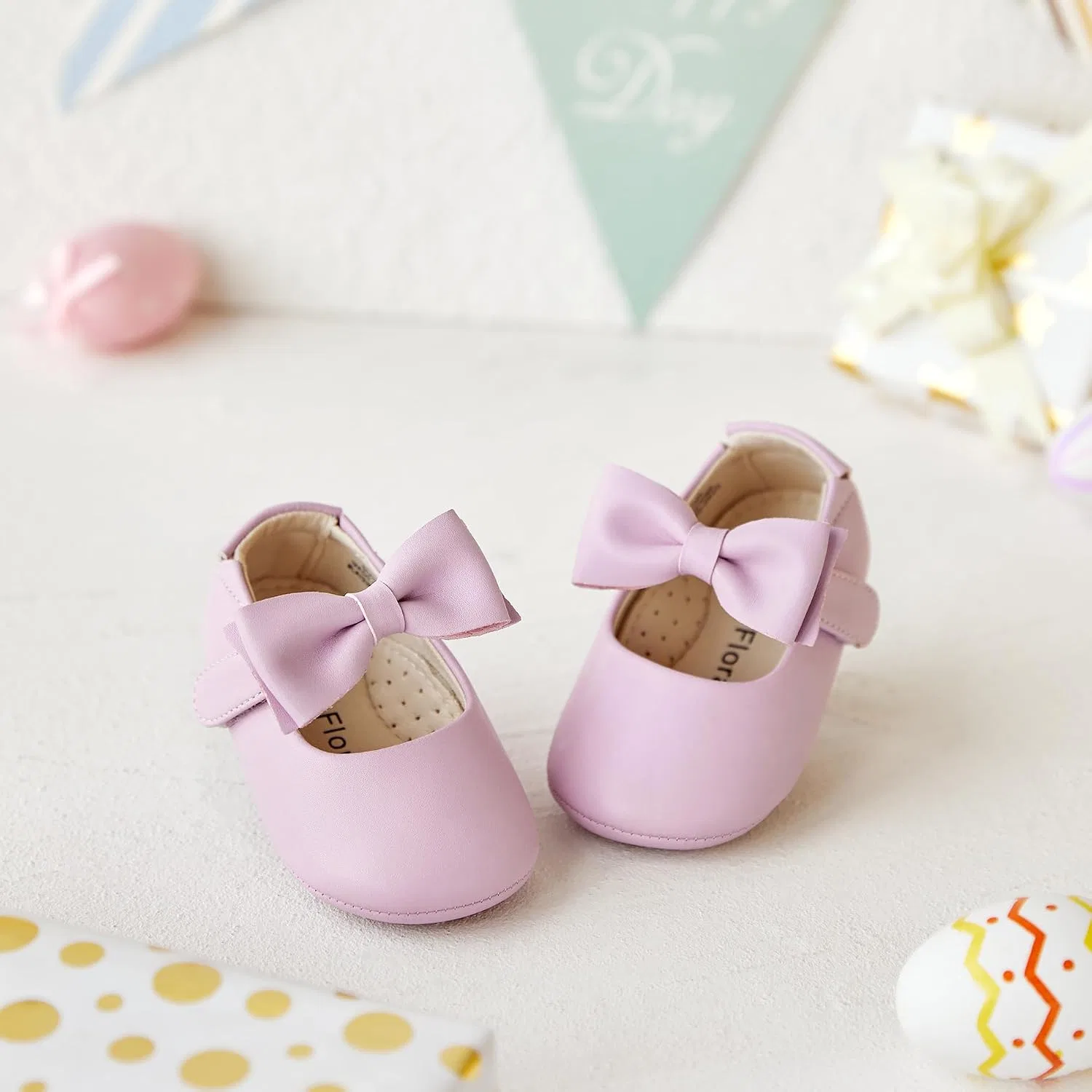 Детские туфли Мэри Джейн на мягкой подошве Moccasins Rubber Sole Crib Shoes Felix & Flora, Purple — фото 2
