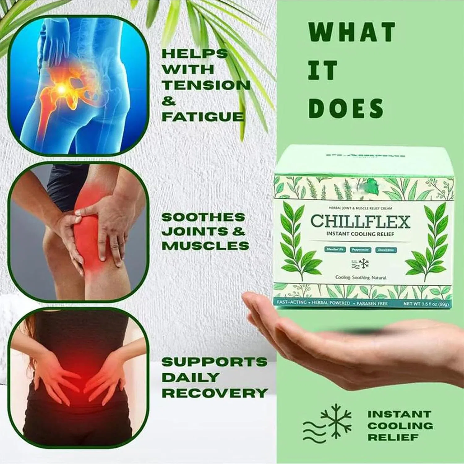Охлаждающий крем Chillflex Menthol Soothing Cream YAUWIHE, 2 шт., 100 мл, Unscented — фото 2