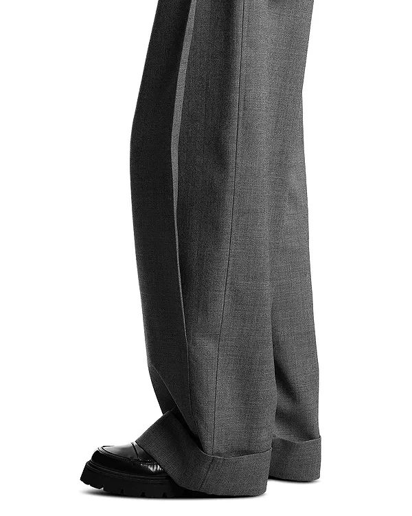 Женские брюки из креповой шерсти с защипами Emporio Armani, Medium Grey Melange — фото 4