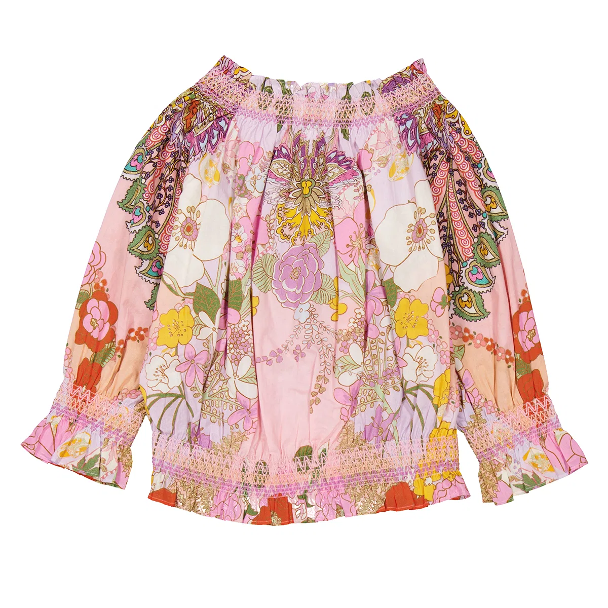 Топ с открытыми плечами и сборкой Clever Clogs Kids Off Shoulder Top With Smocking Camilla, Clever Clogs — фото 3
