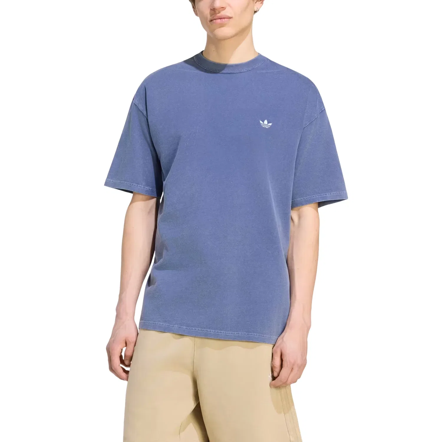 Мужская футболка с принтом Trefoil Essentials Washed Loose Dropped T-Shirt Adidas, синий — фото 2
