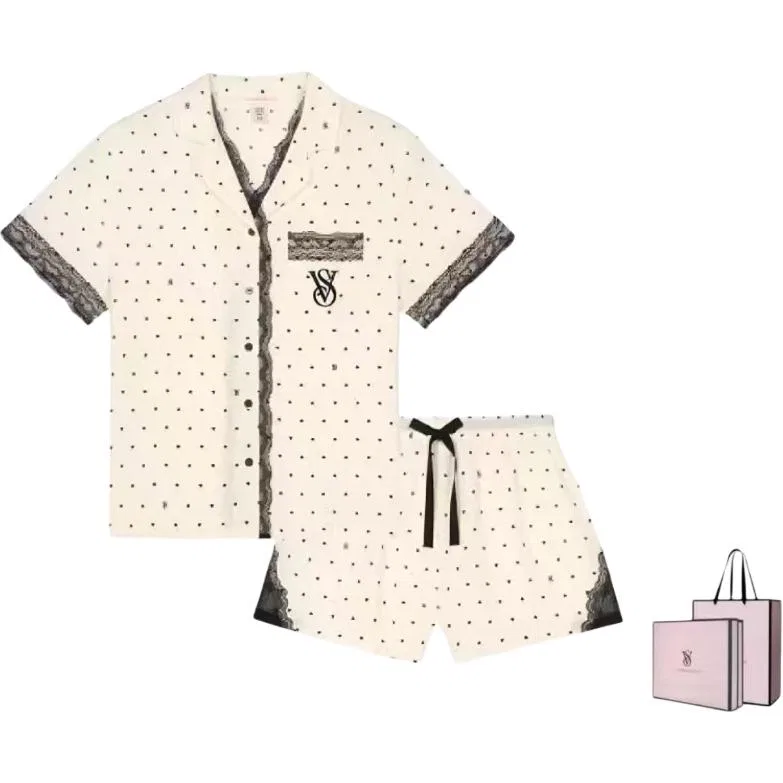 Женский комплект пижамы с горошком Victoria's Secret, Белый