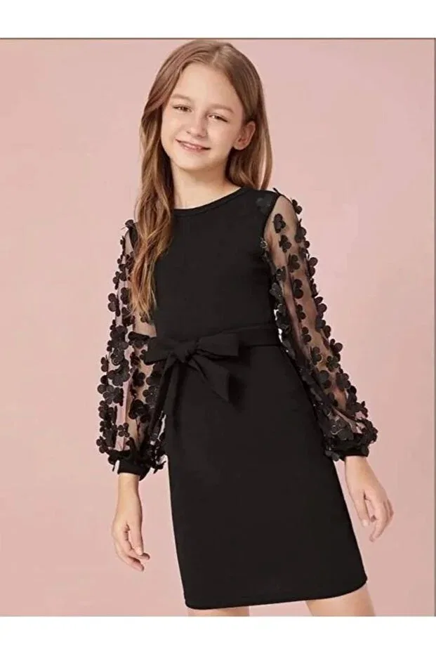 Детское платье для девочек с длинным рукавом Lusana, Black