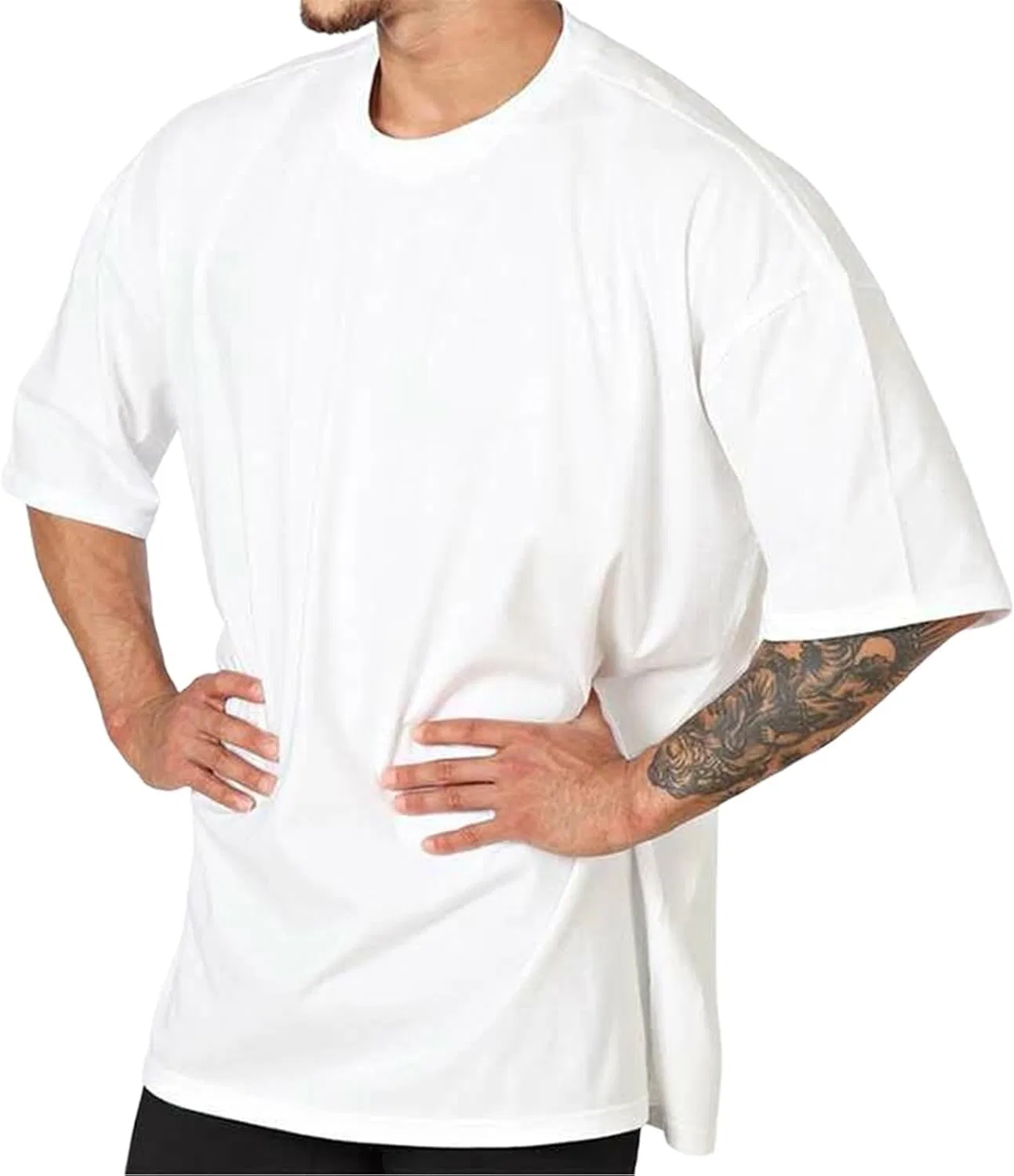 Мужская свободная футболка Big and Tall Oversized Cotton, White