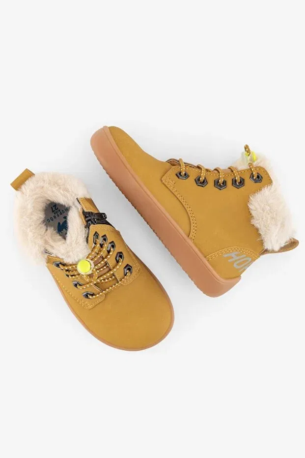 Детские ботинки для девочек меховые Hopfrög, Yellow Nubuck — фото 4