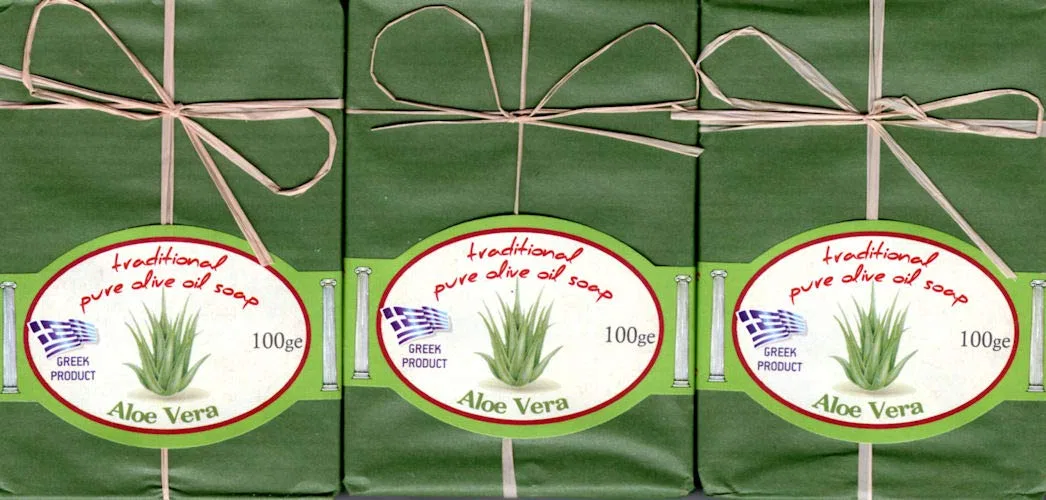 Мыло с оливковым маслом и алоэ вера, GreekCretanShop, набор 3 шт., 100 г