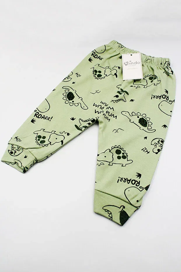 Детский комбинезон для мальчиков с принтом Kindo Baby, Green Dinosaur — фото 2