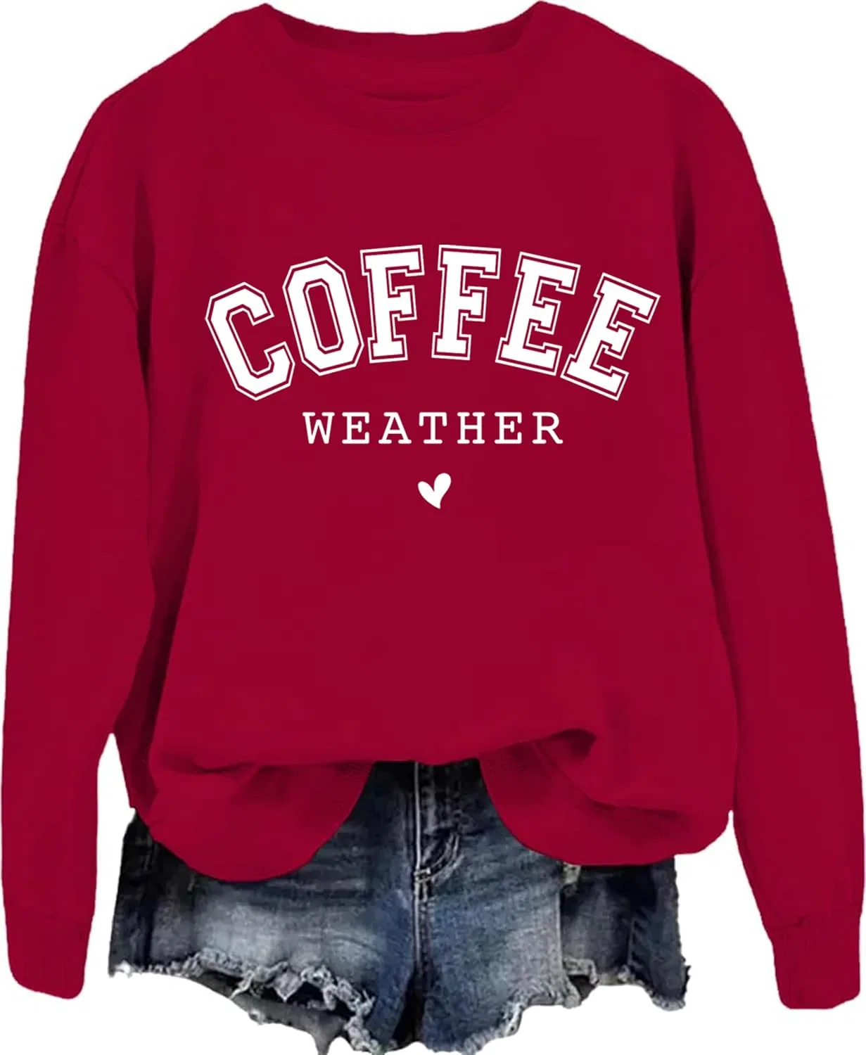 Женский свитшот с длинным рукавом Coffee Weather, бордовый