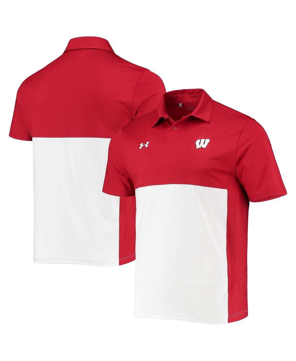 

Мужская красно-белая рубашка поло wisconsin badgers 2022 blocked coaches performance Under Armour, мульти